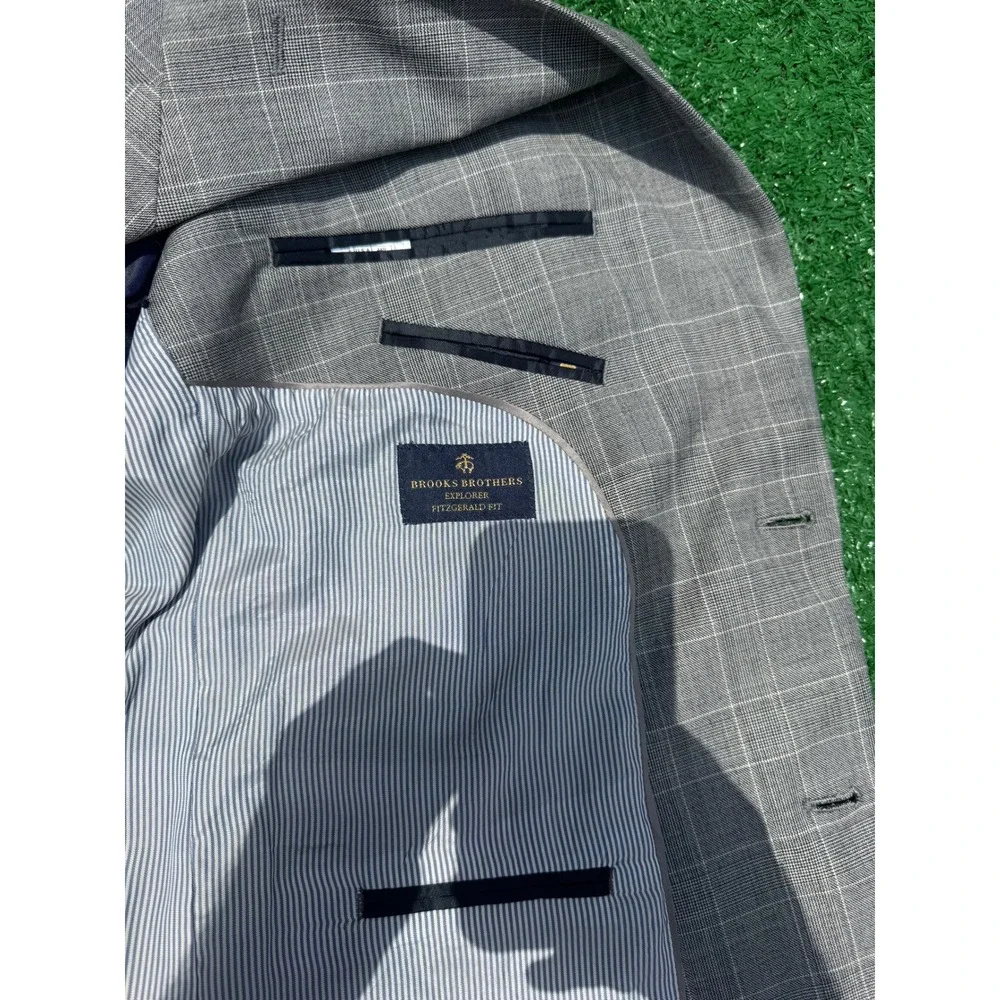 Brooks Brothers Explorer Fitzgerald Fit Grey Glen Plaid Blazer Sport Coat 44R
